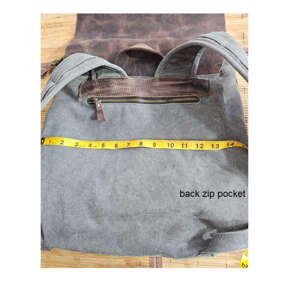 Canvas Leather Backpack, LargeTravel, School Backpack, Laptop - Picture 7 of 8